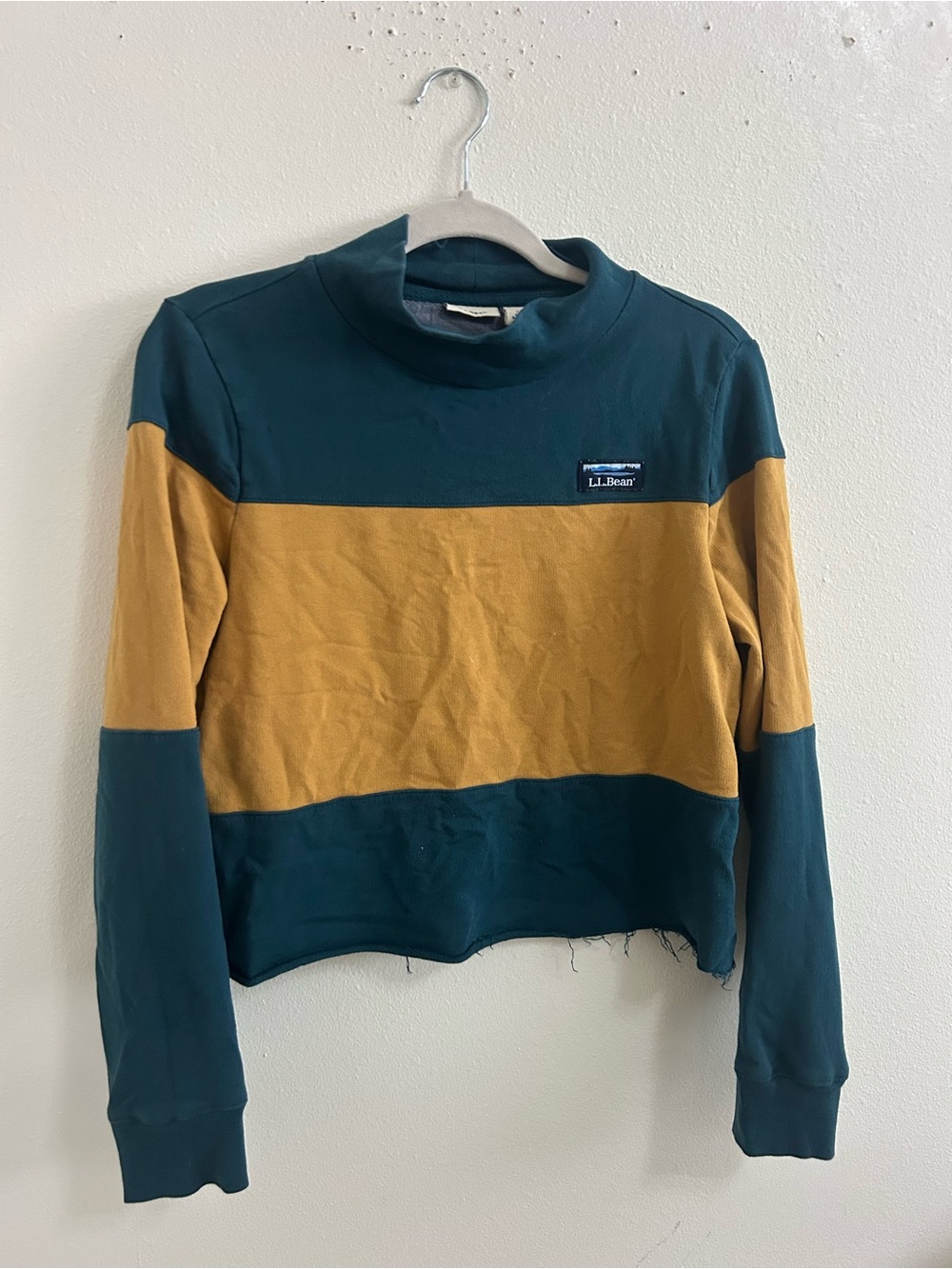LL Bean DIY cropped striped turtleneck top